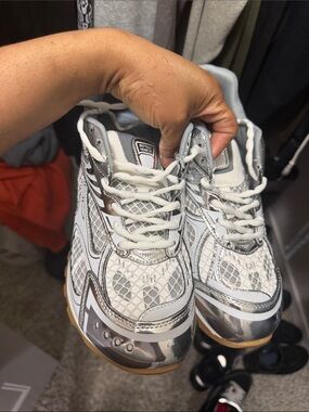 Bottega Veneta White & Silver Mesh Platform Sneakers